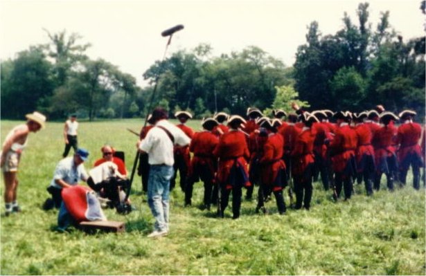 Filming the deleted volley firing scene at Biltmore Estate, Mickey Gilbert acting as 2d Unit Director, far left 