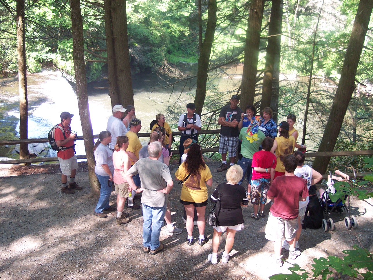 Eric explains the filming at Hooker Falls.